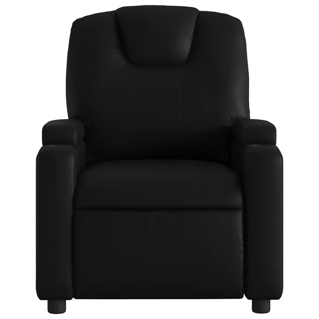 Recliner Armchair Manual Reclining Black Faux Leather Lounge Chair Cup Holders