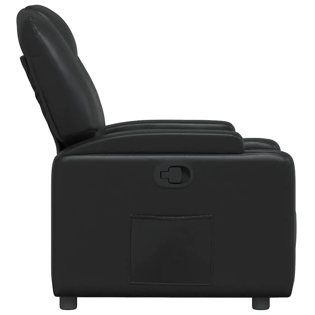 Recliner Armchair Manual Reclining Black Faux Leather Lounge Chair Cup Holders