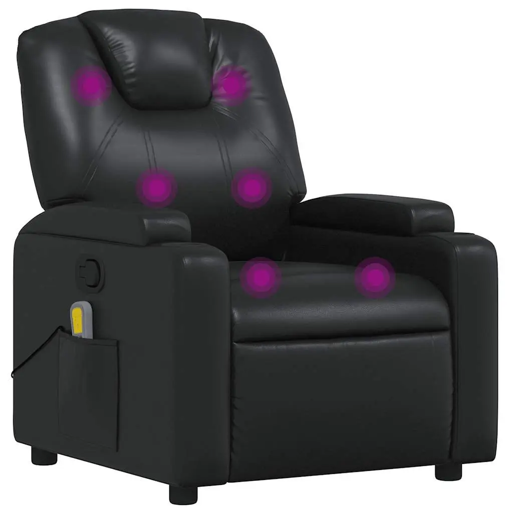 Massage Recliner Chair Manual Reclining Faux Leather Black