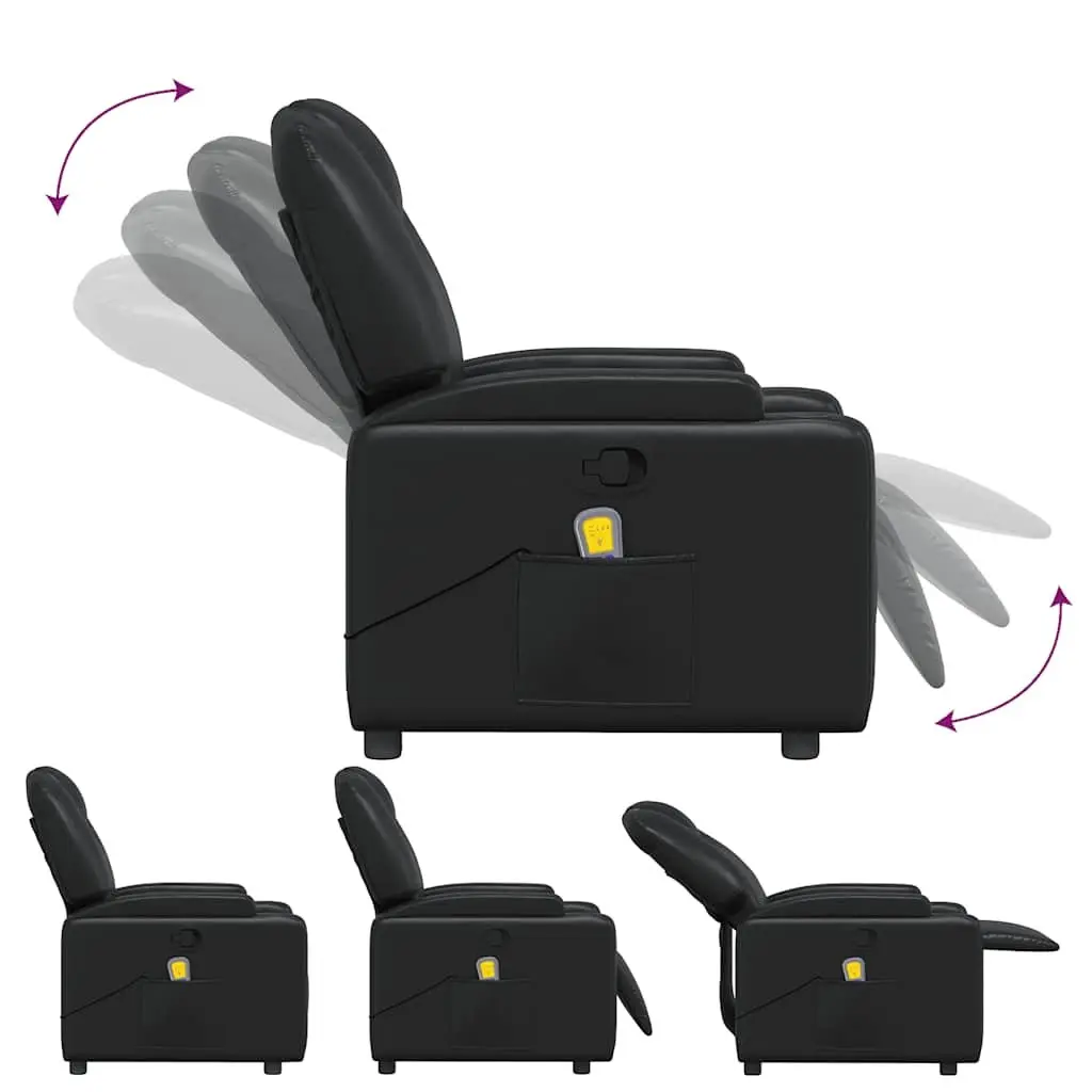 Massage Recliner Chair Manual Reclining Faux Leather Black