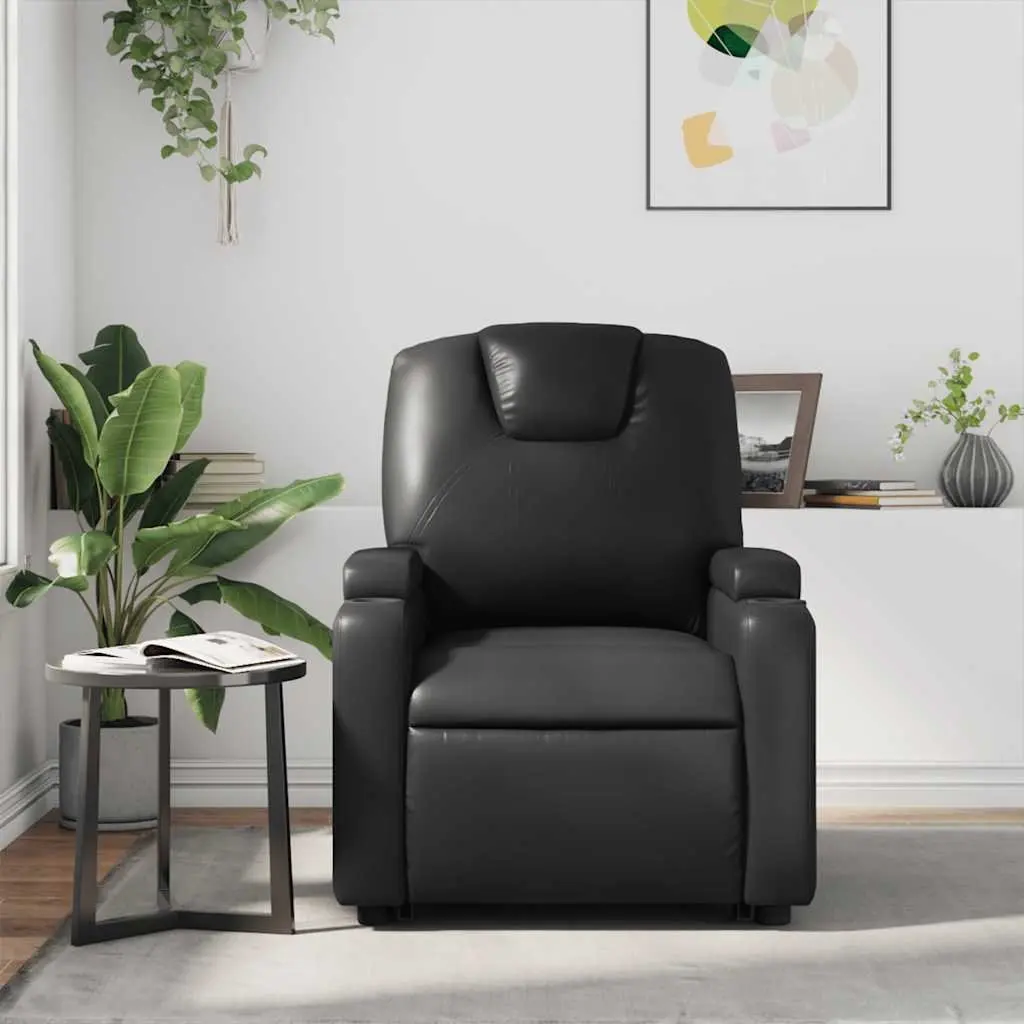 Massage Recliner Chair Manual Reclining Faux Leather Black
