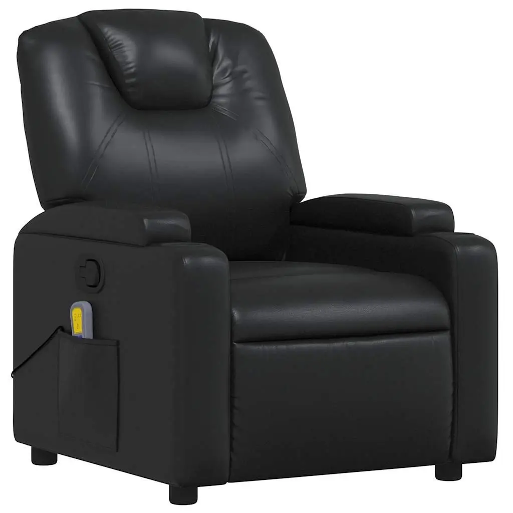 Massage Recliner Chair Manual Reclining Faux Leather Black