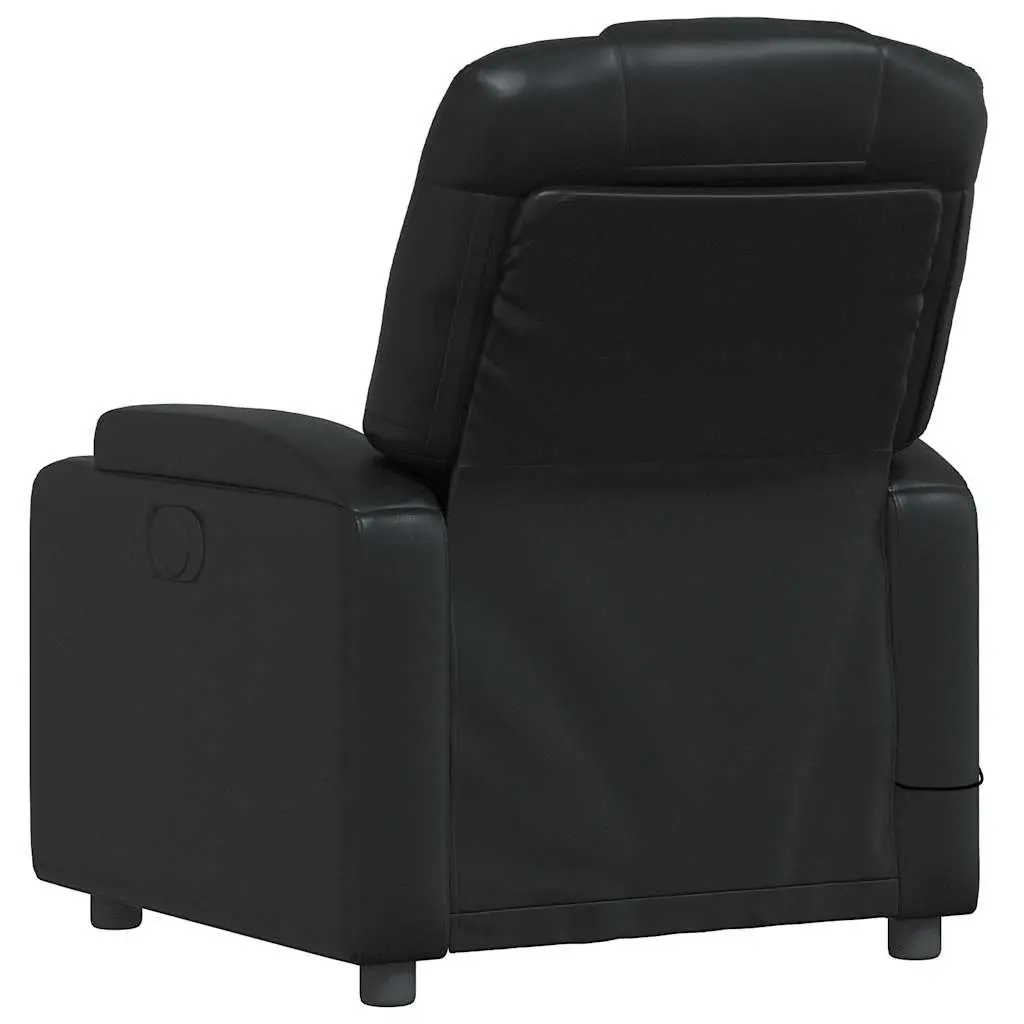 Massage Recliner Chair Manual Reclining Faux Leather Black