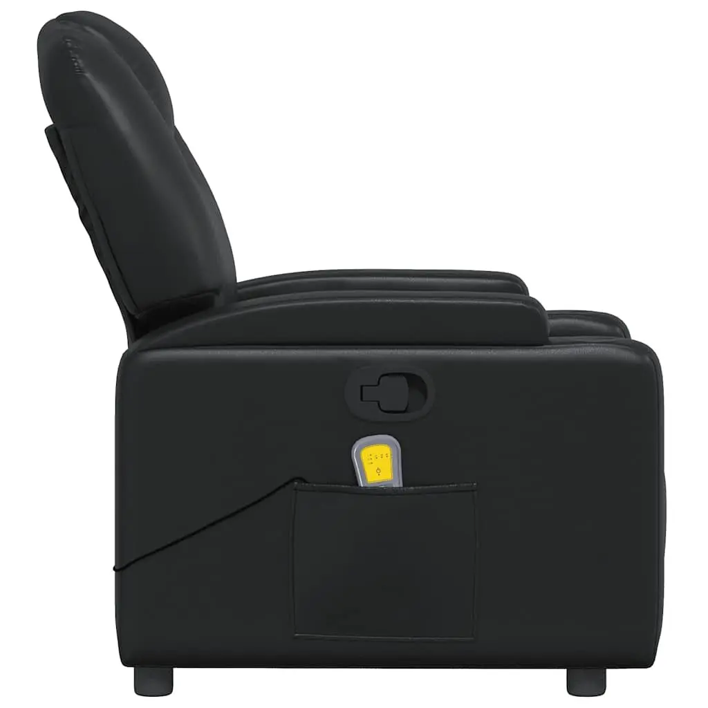Massage Recliner Chair Manual Reclining Faux Leather Black