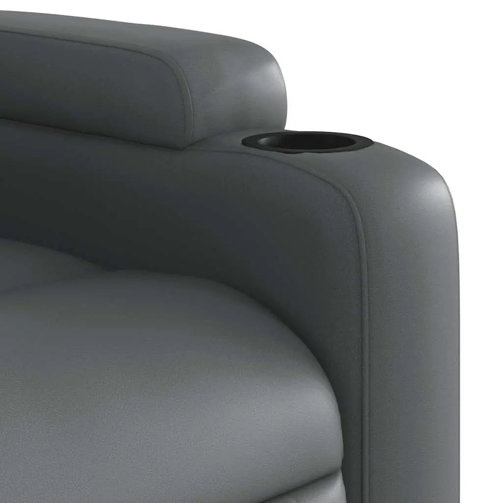 Massage Recliner Chair Grey Faux Leather Manual Reclining Armchair with 6
