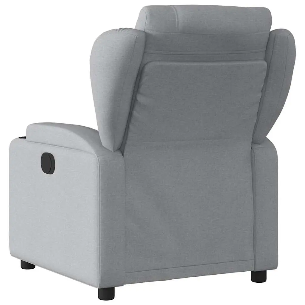 Manual Reclining Armchair Grey Fabric Lounge Seat with Cup Holders and Padded Comfort