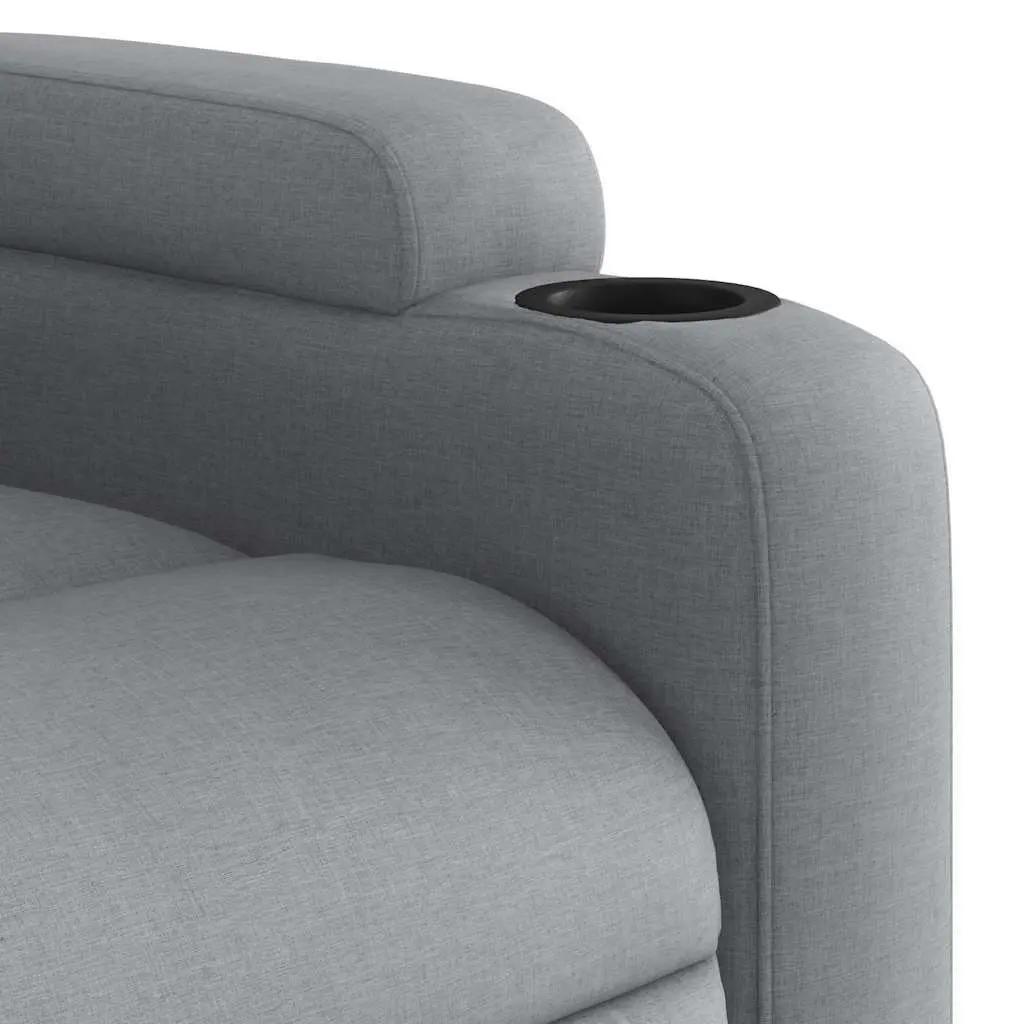 Manual Reclining Armchair Grey Fabric Lounge Seat with Cup Holders and Padded Comfort