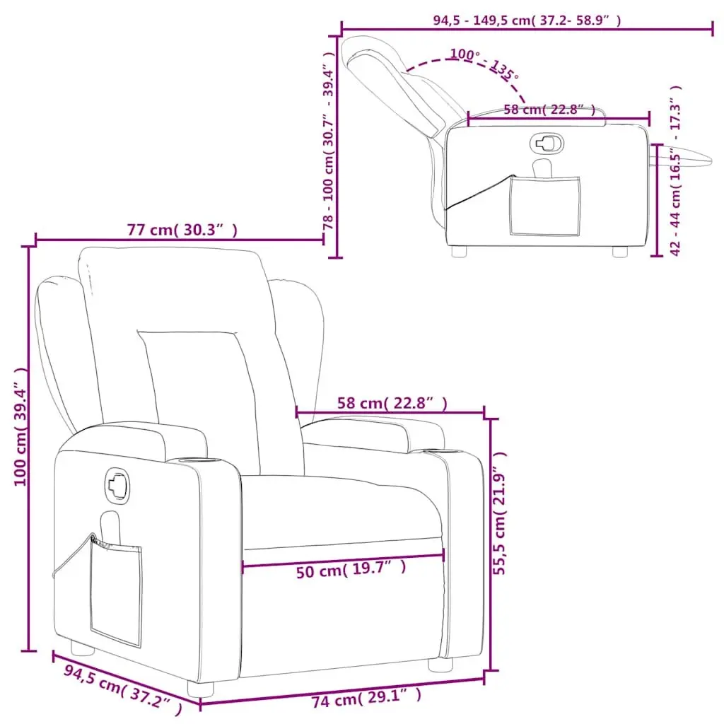 Massage Recliner Chair Fabric Grey Manual Reclining Vibration Footrest