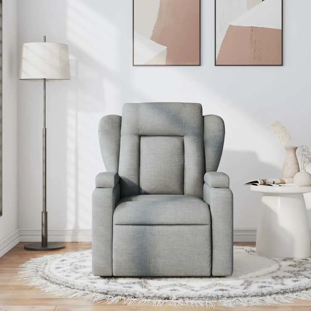 Massage Recliner Chair Fabric Grey Manual Reclining Vibration Footrest