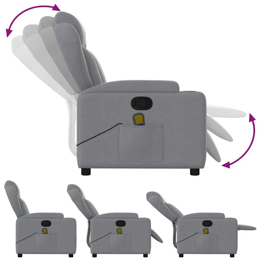 Massage Recliner Chair Fabric Grey Manual Reclining Vibration Footrest