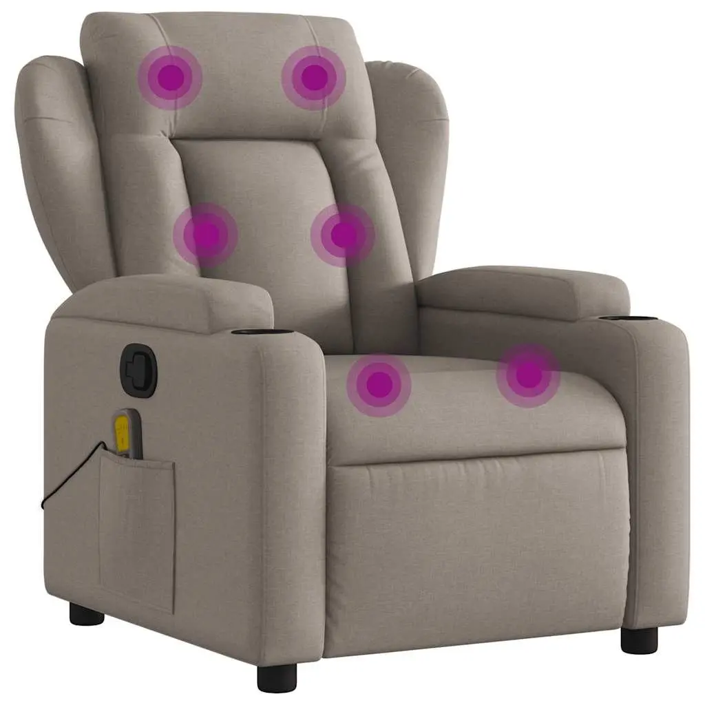 Massage Recliner Chair Manual Recline Fabric Taupe