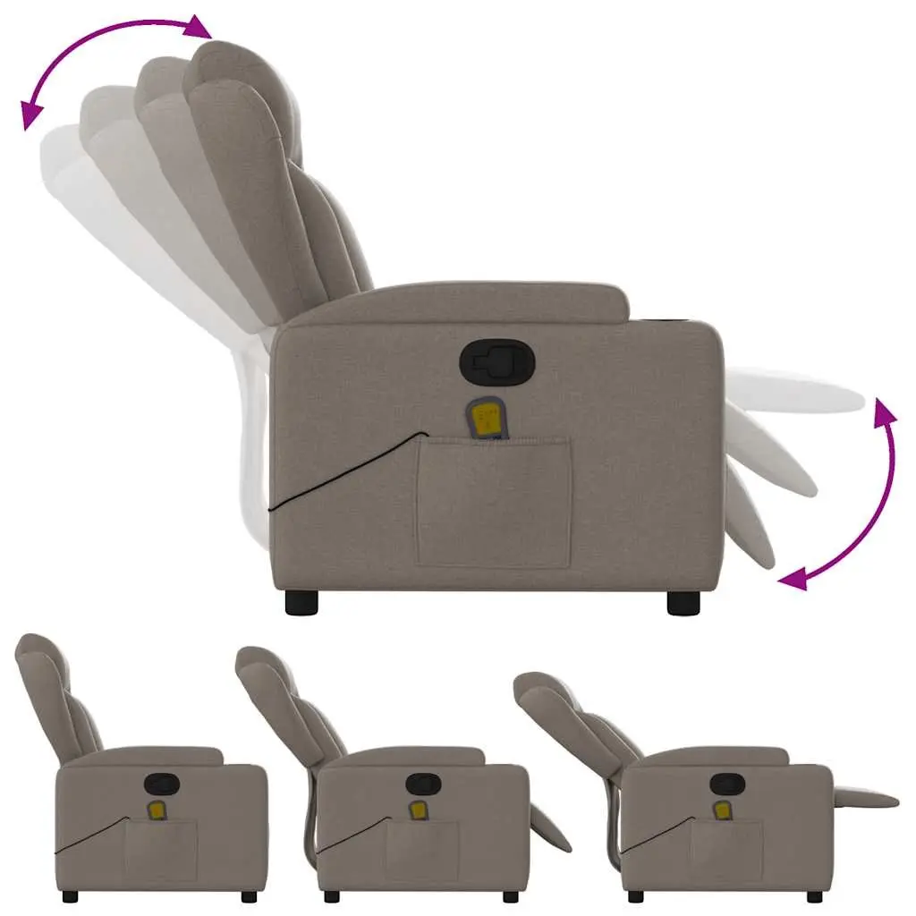 Massage Recliner Chair Manual Recline Fabric Taupe