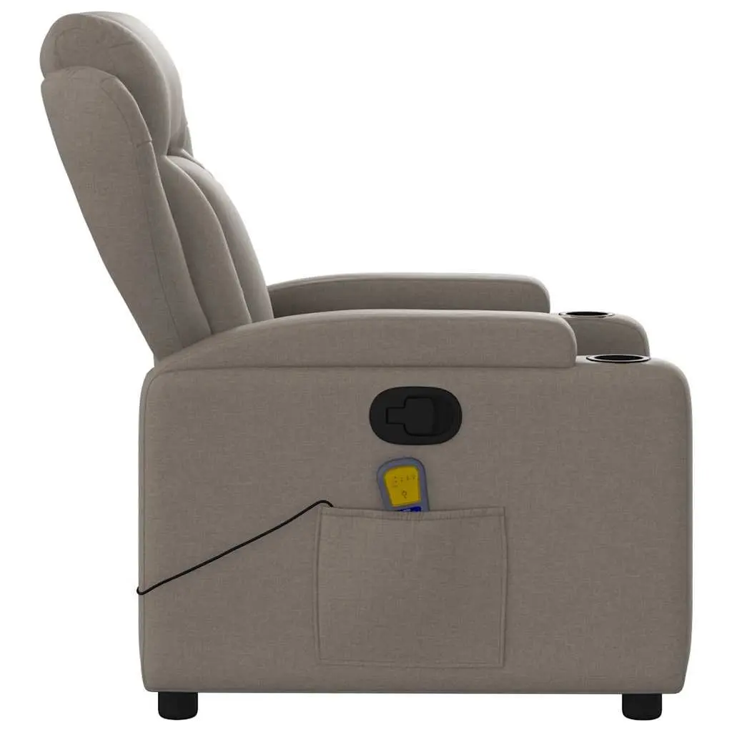 Massage Recliner Chair Manual Recline Fabric Taupe