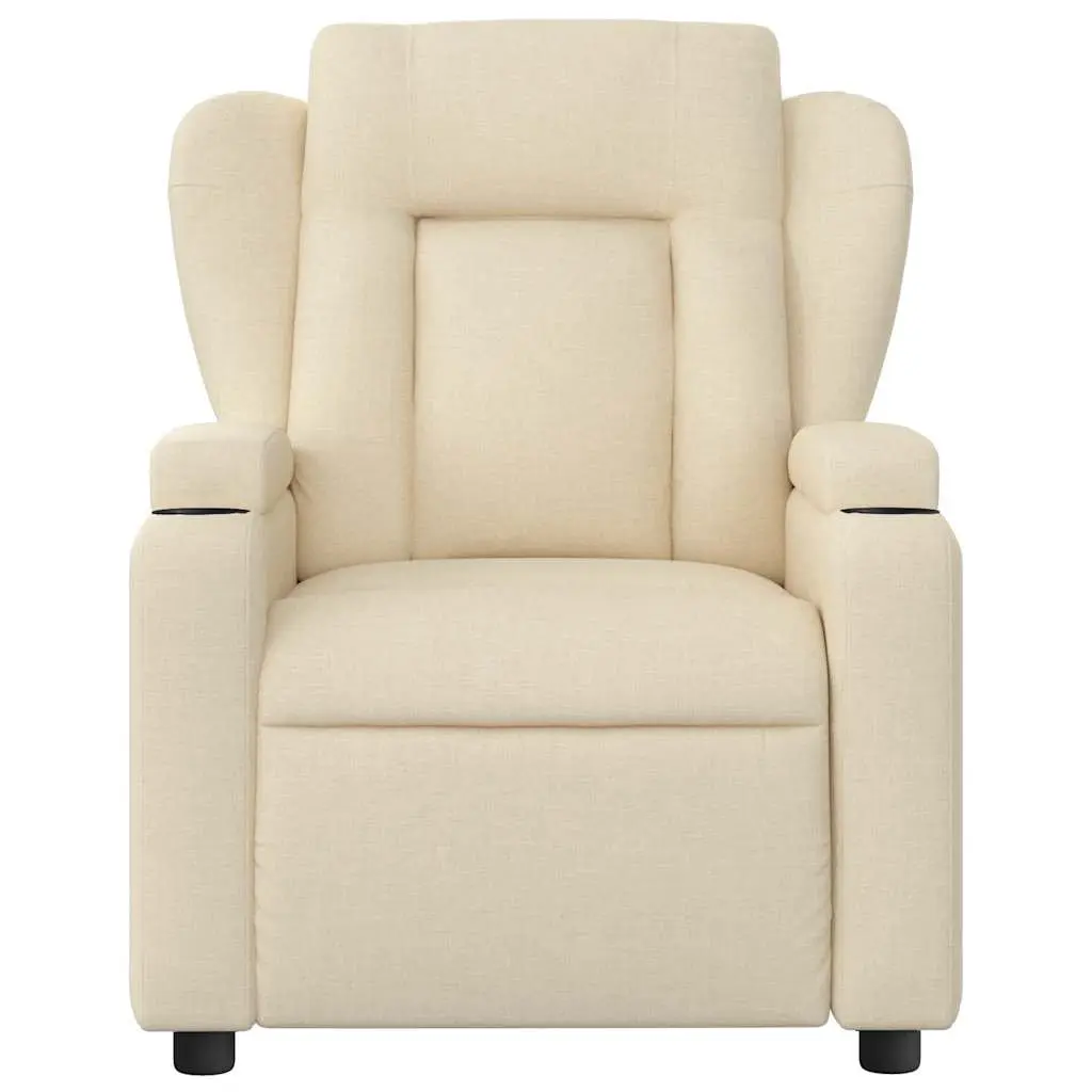 Massage Recliner Chair Fabric Cream Manual Reclining Armchair with Vibration