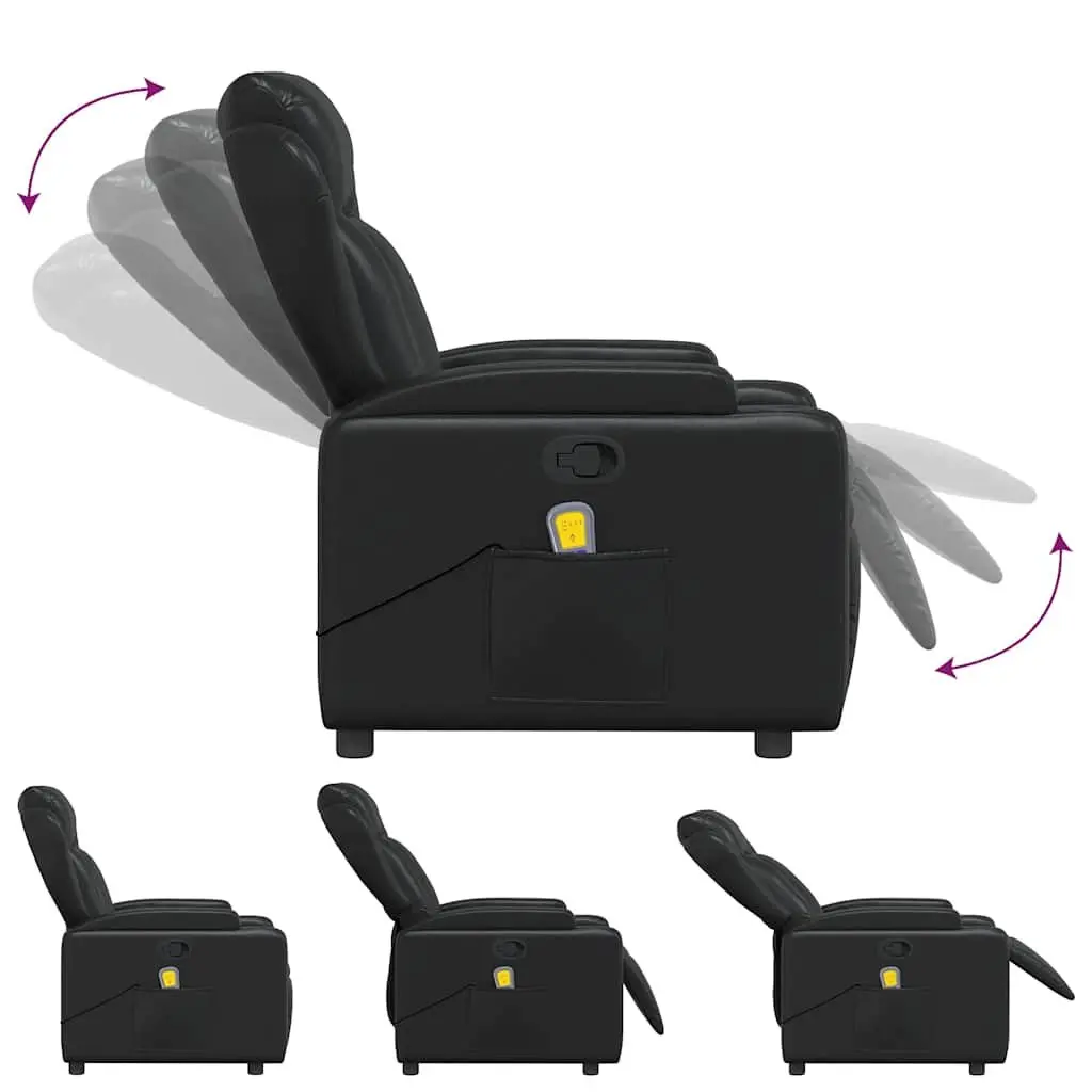 Massage Recliner Chair Faux Leather Manual Recline Black