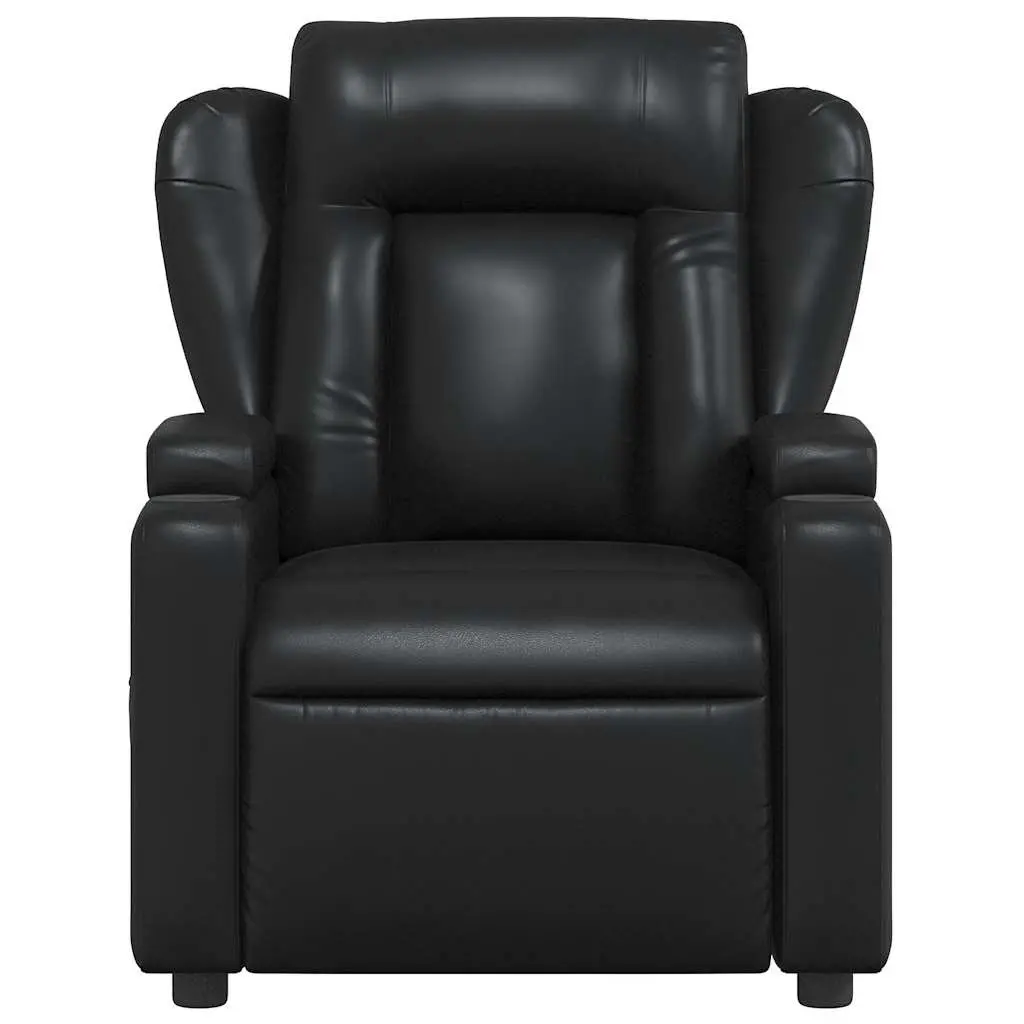 Massage Recliner Chair Faux Leather Manual Recline Black