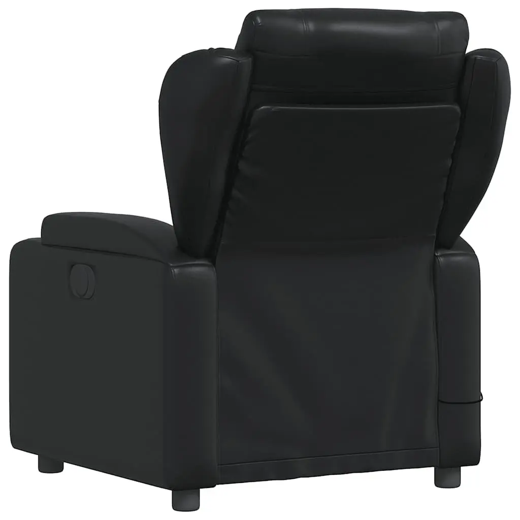 Massage Recliner Chair Faux Leather Manual Recline Black