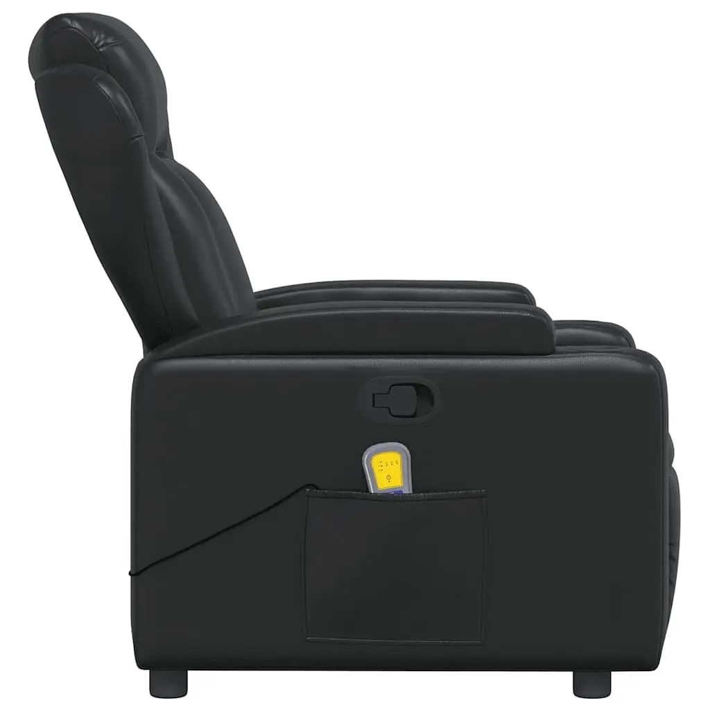 Massage Recliner Chair Faux Leather Manual Recline Black