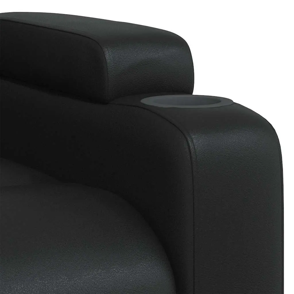 Massage Recliner Chair Faux Leather Manual Recline Black