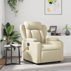 Manual Recline Cream Massage Chair for Home Relaxation