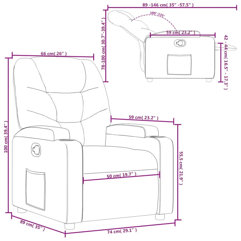 Recliner Chair Manual Recline Armchair Grey