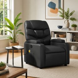 Practical Comfort: Black Faux Leather Massage Recliner Chair