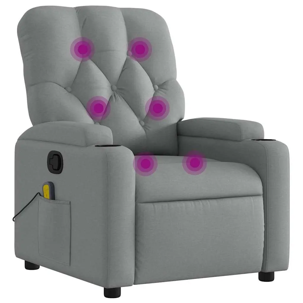 Grey Fabric Massage Chair Manual Recline Adjustable Footrest Vibration Home Use