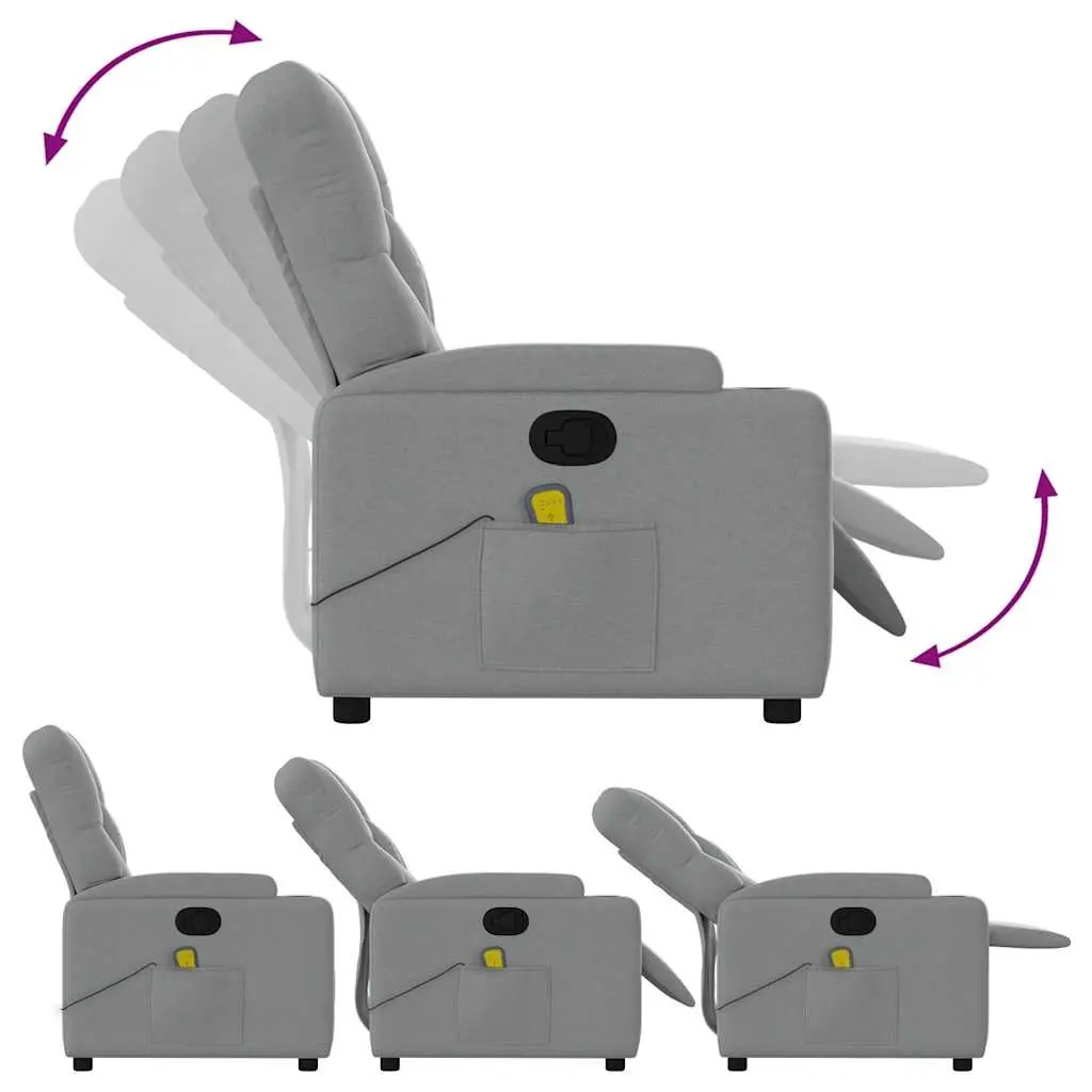 Grey Fabric Massage Chair Manual Recline Adjustable Footrest Vibration Home Use