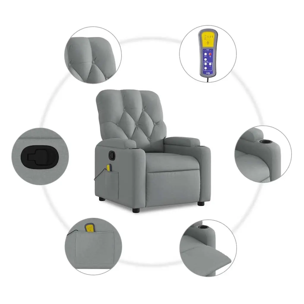 Grey Fabric Massage Chair Manual Recline Adjustable Footrest Vibration Home Use