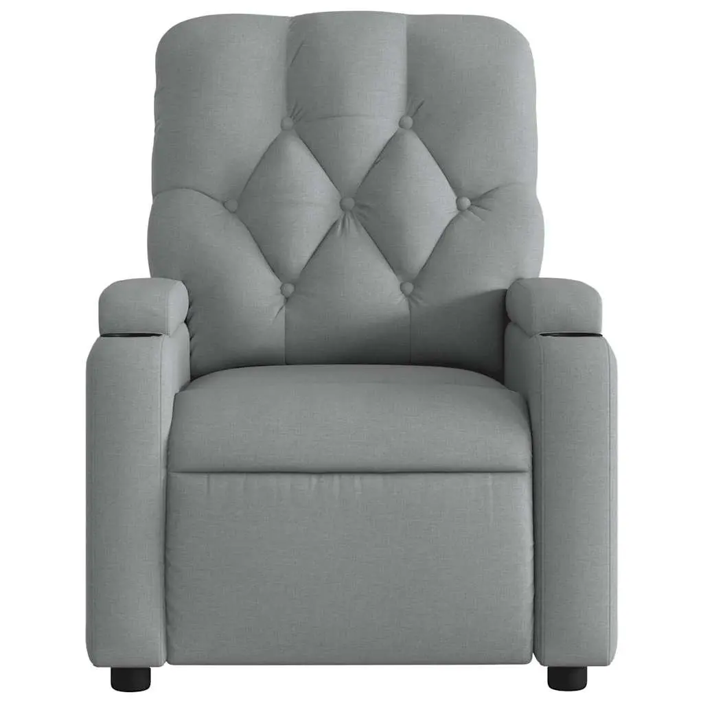 Grey Fabric Massage Chair Manual Recline Adjustable Footrest Vibration Home Use