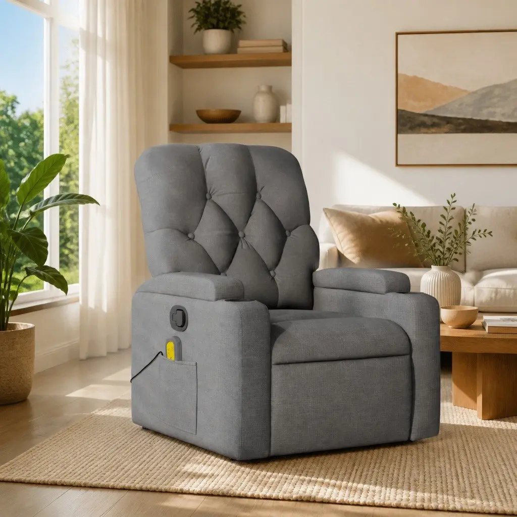 Grey Fabric Massage Recliner Armchair for Home