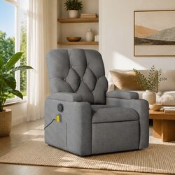 Functional Grey Fabric Massage Recliner Armchair for Home