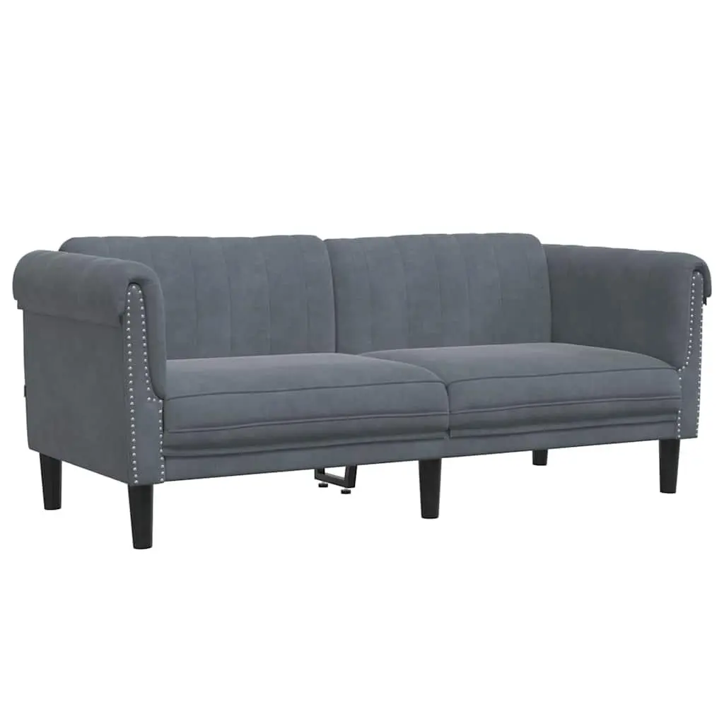 2-Seater Sofa Grey Velvet Living Room Couch Modern Comfortable Furniture