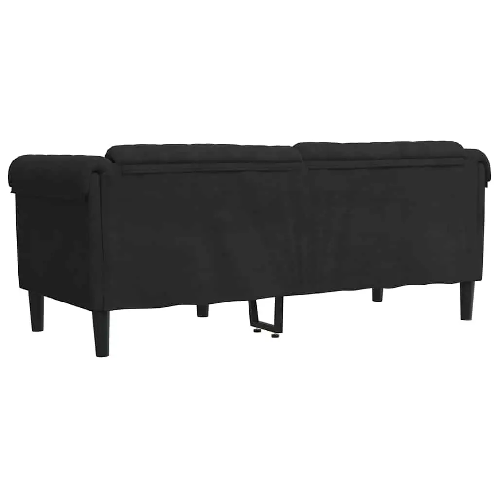 BlackVelvet2SeaterSofaComfortableModernDesignPaddedArmrestsforLivingRoom