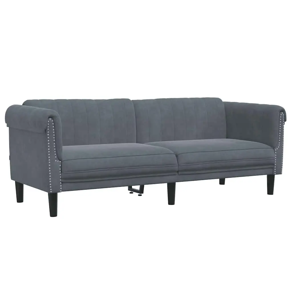 3-Seater Sofa Velvet Upholstered Grey Modern Couch