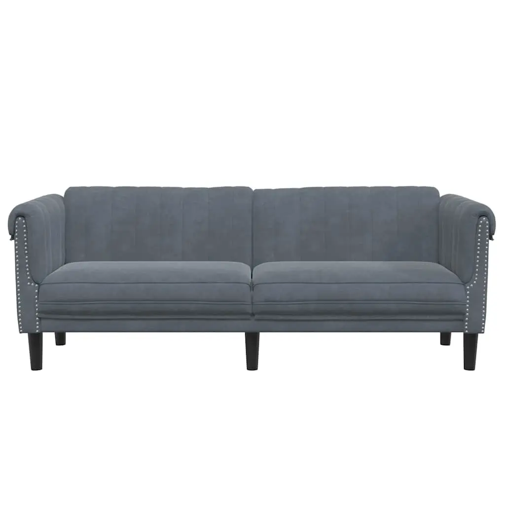 3-Seater Sofa Velvet Upholstered Grey Modern Couch