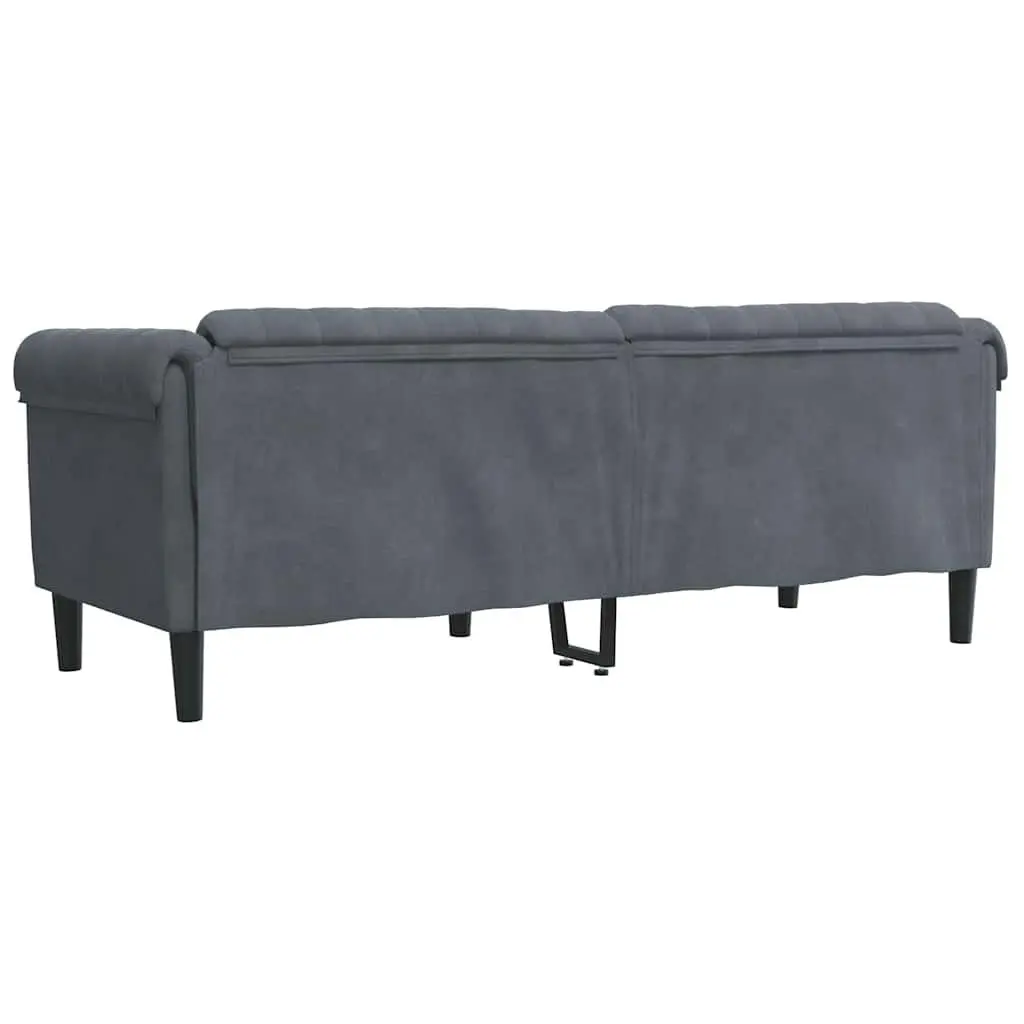 3-Seater Sofa Velvet Upholstered Grey Modern Couch