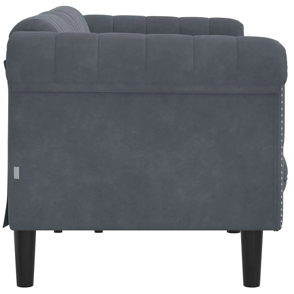 3-Seater Sofa Velvet Upholstered Grey Modern Couch