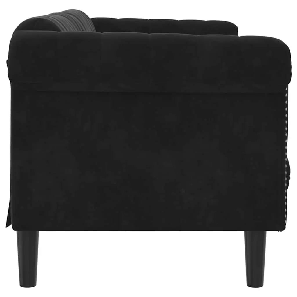 3-Seater Sofa Black Velvet Living Room Furniture Couch Comfortable Padded Seat