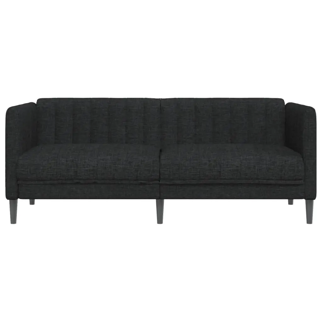 2-Seater Sofa Black Fabric Living Room Couch Comfortable Padded Armrests