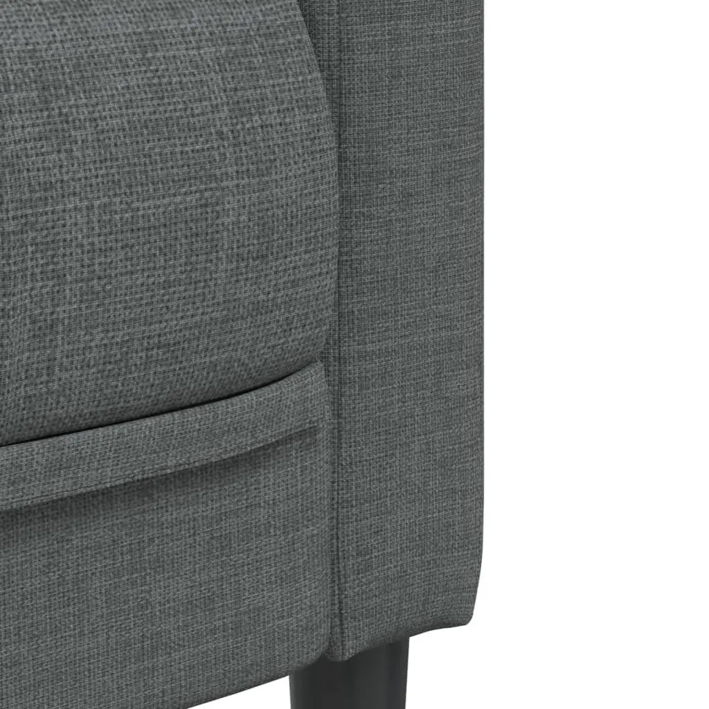 3-Seater Sofa Grey Fabric Living Room Couch Modern Design Comfortable Seating