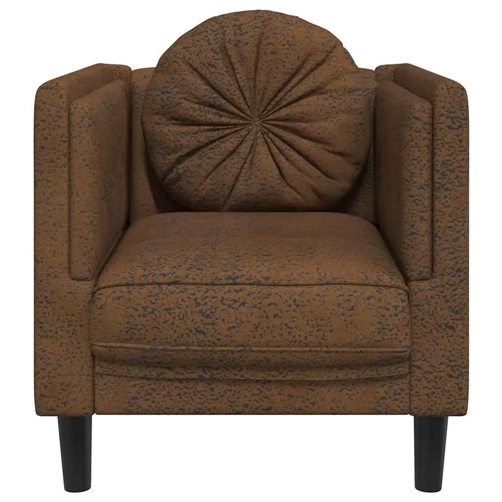 Sofa Chair Brown Faux Suede Leather Armchair with Cushion Padded Seat Living
