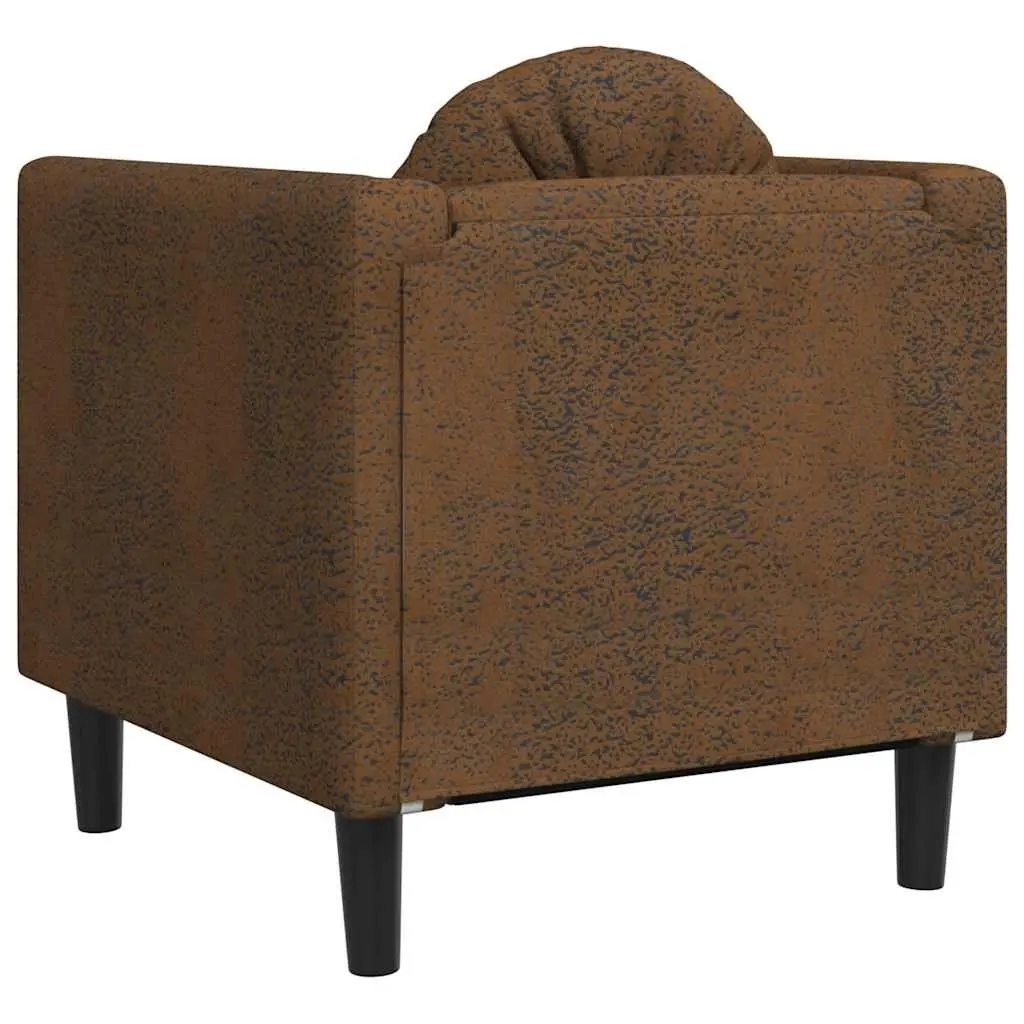 Sofa Chair Brown Faux Suede Leather Armchair with Cushion Padded Seat Living