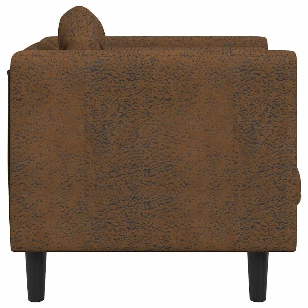 Sofa Chair Brown Faux Suede Leather Armchair with Cushion Padded Seat Living