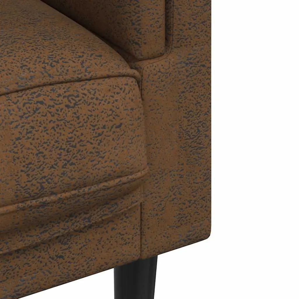 Sofa Chair Brown Faux Suede Leather Armchair with Cushion Padded Seat Living