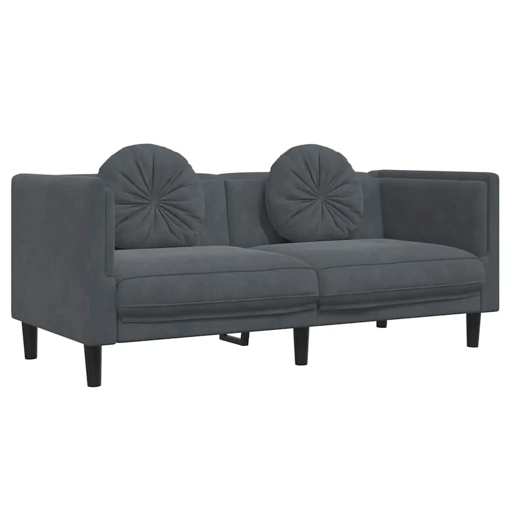 2-Seater Sofa Grey Velvet Cushions Living Room Furniture Couch Lounge Seat