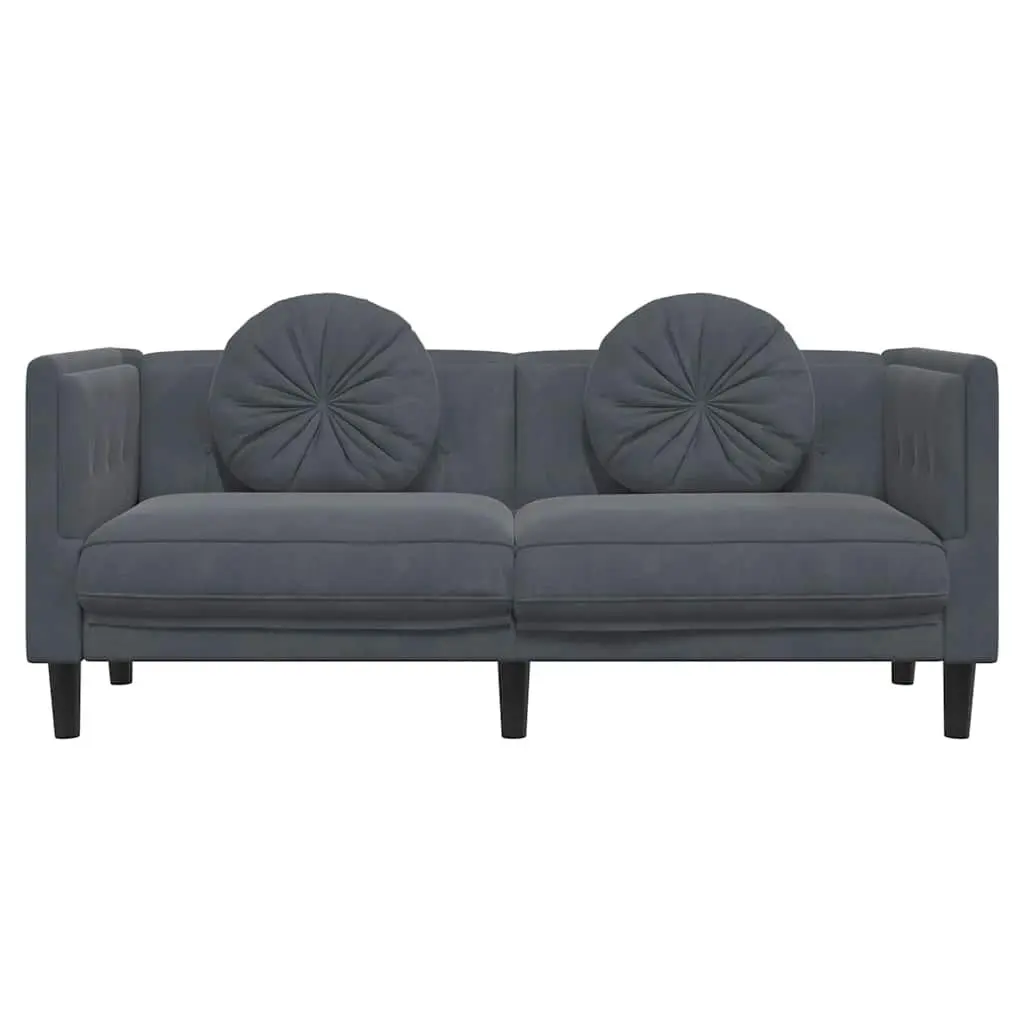 2-Seater Sofa Grey Velvet Cushions Living Room Furniture Couch Lounge Seat