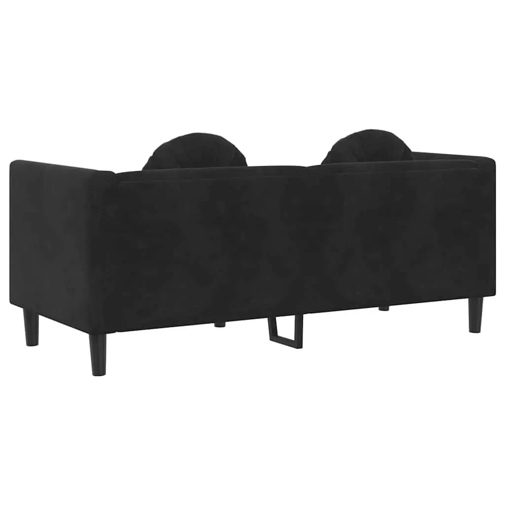 2-Seater Sofa Black Velvet Couch Living Room Furniture Comfortable Padded