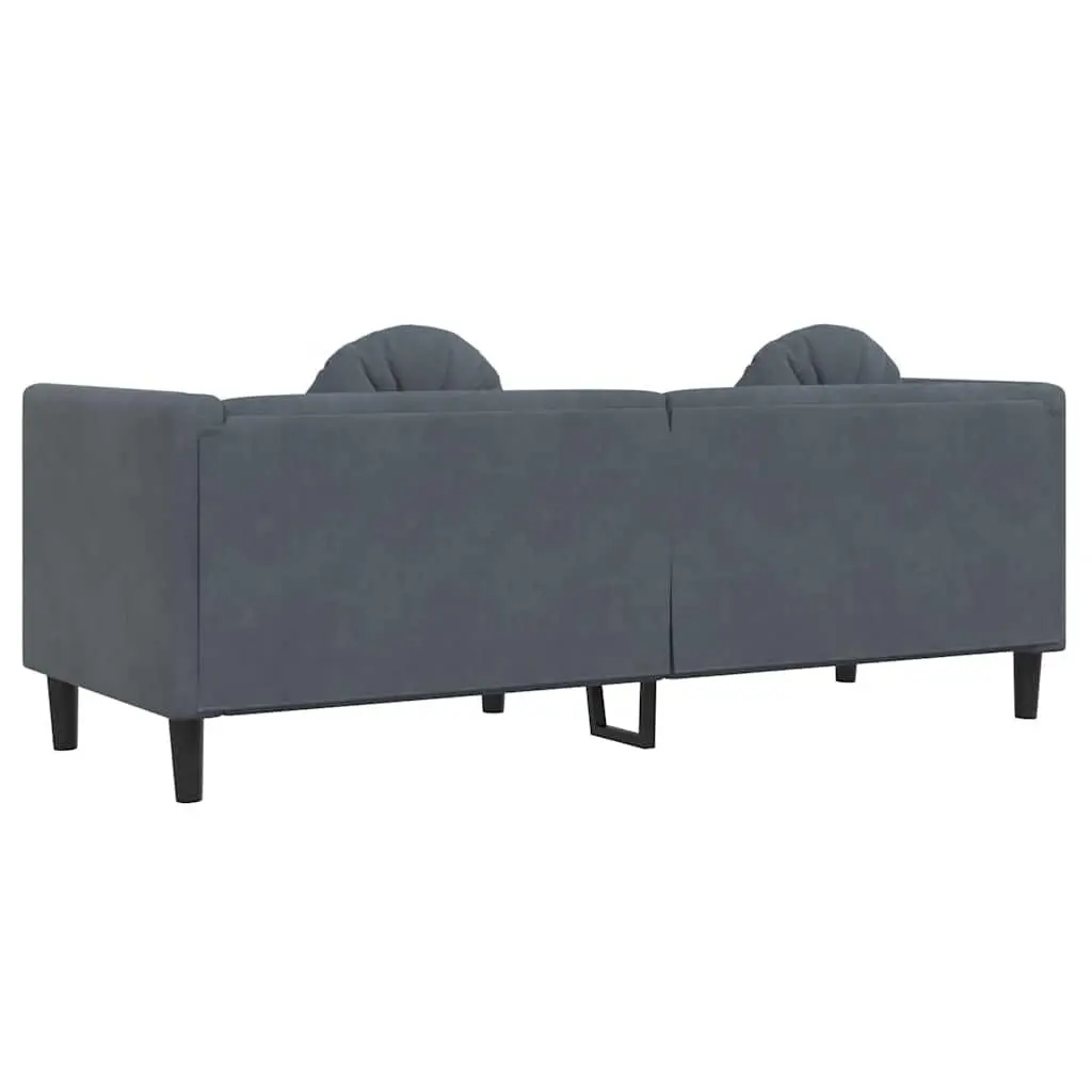 3-Seater Sofa Velvet Grey Padded Armrests Backrest Living Room Couch