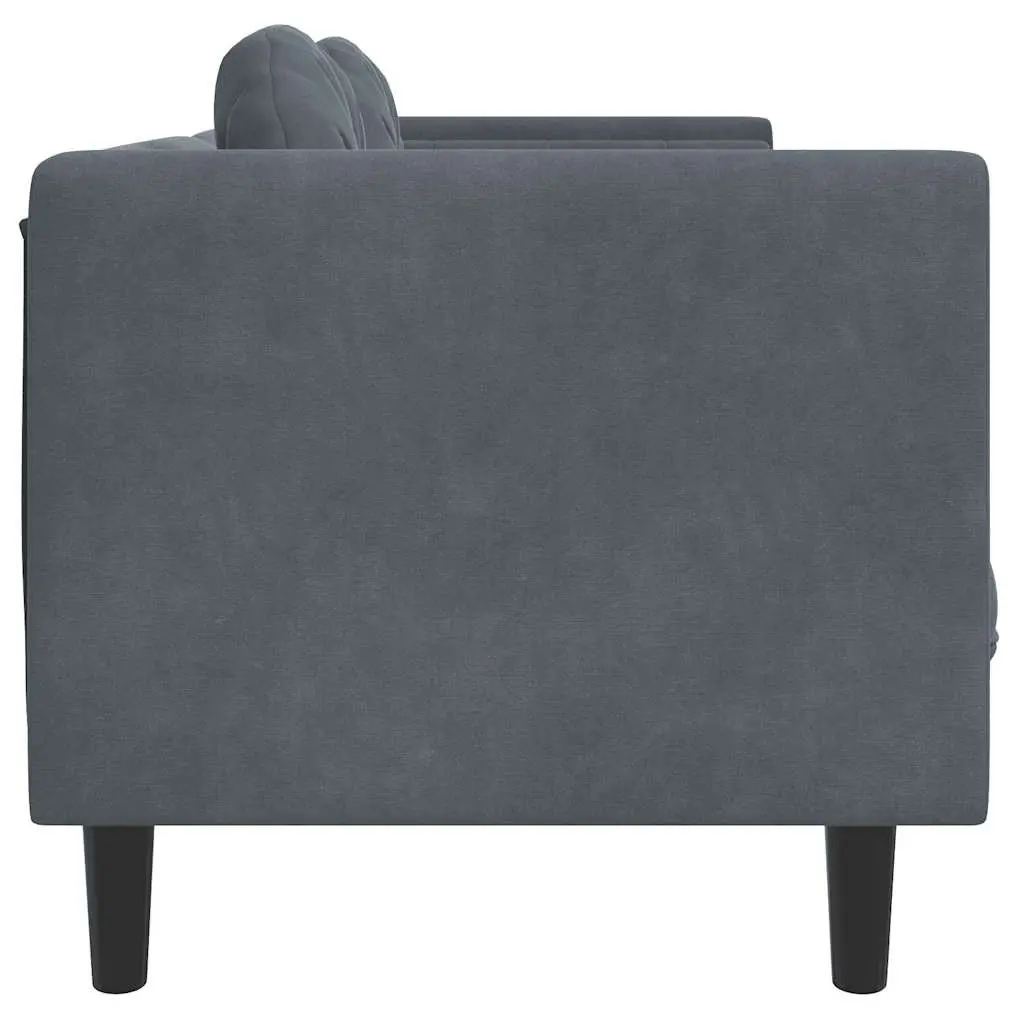 3-Seater Sofa Velvet Grey Padded Armrests Backrest Living Room Couch